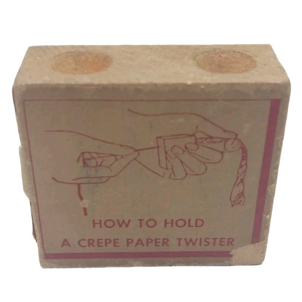 Vintage Dennison Wooden Wood Block Crepe Raffia Paper‎ Twister 1/1 on Ebay